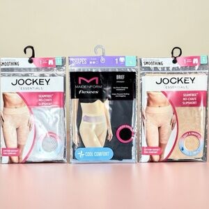 Shapewear Jockey Slipshorts Tan & Gray Maidenform Briefs Black Sz S NWT 3 Pair